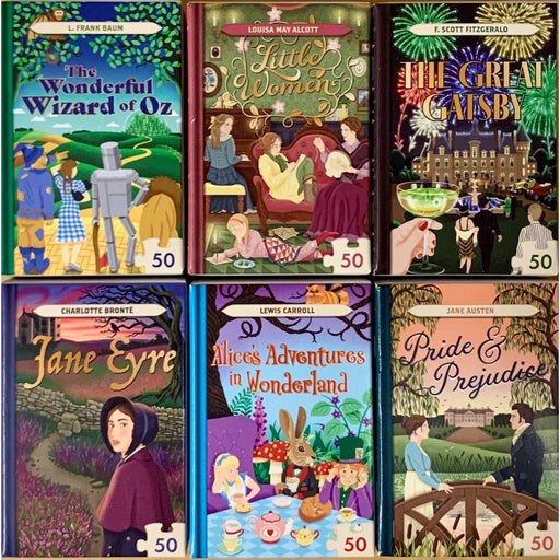 Set of 6 Mini Classic Book Covers 50 Piece Jigsaw Puzzles Professor Puzzle - for just $24.99! 