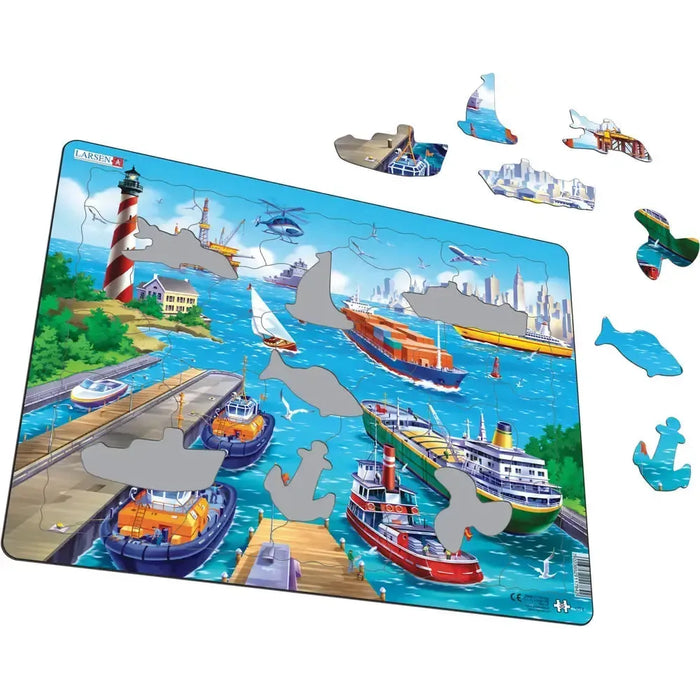 Ships in Harbor 35 Piece Tray Jigsaw Puzzle Larsen - for just $11.99! 