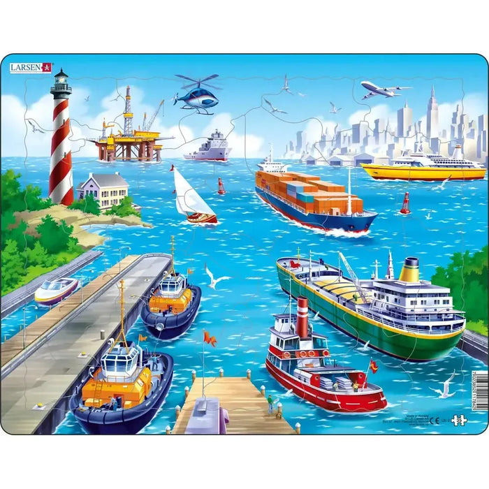 Ships in Harbor 35 Piece Tray Jigsaw Puzzle Larsen - for just $11.99! 