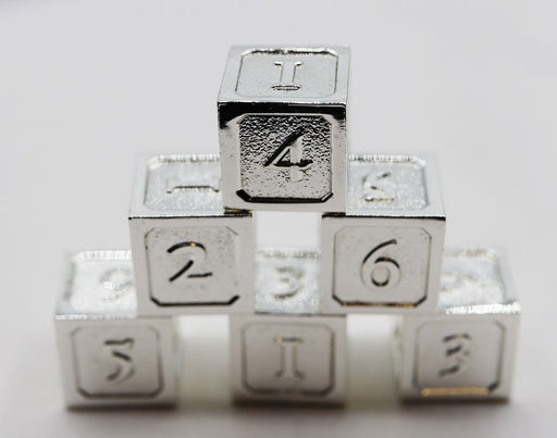 6 piece Metal D6's - Silver - for just $29.99! 
