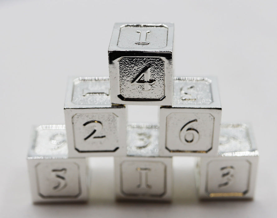 6 piece Metal D6's - Silver - for just $29.99! 
