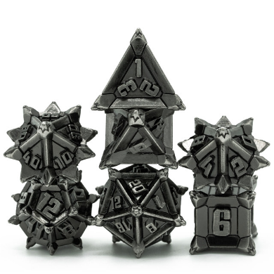 Warrior's Flail: Silver - Metal RPG Dice Set - for just $39.99! 