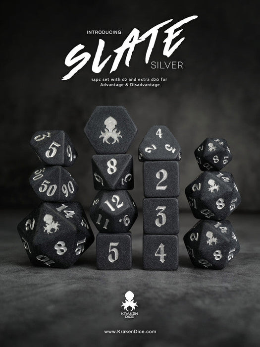 Kraken Slate 14 pc Slate TTRPG Dice Set - for just $24.95! 