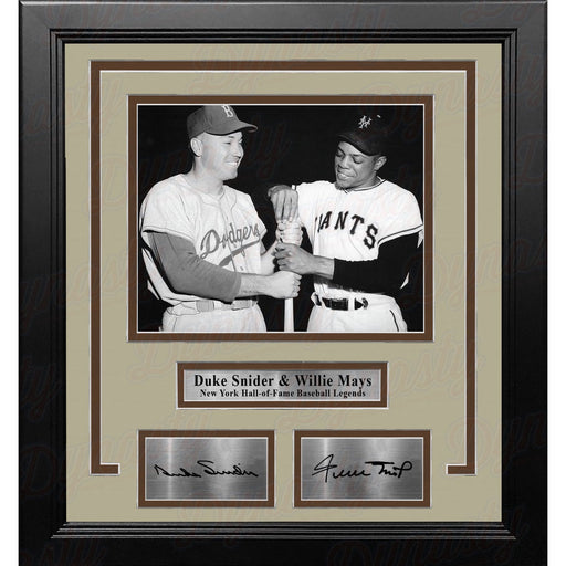 Duke Snider and Willie Mays 8x10 Framed New York Baseball Photo with Engraved Autographs - Premium Engraved Signatures - Just $79.99! Shop now at Retro Gaming of Denver