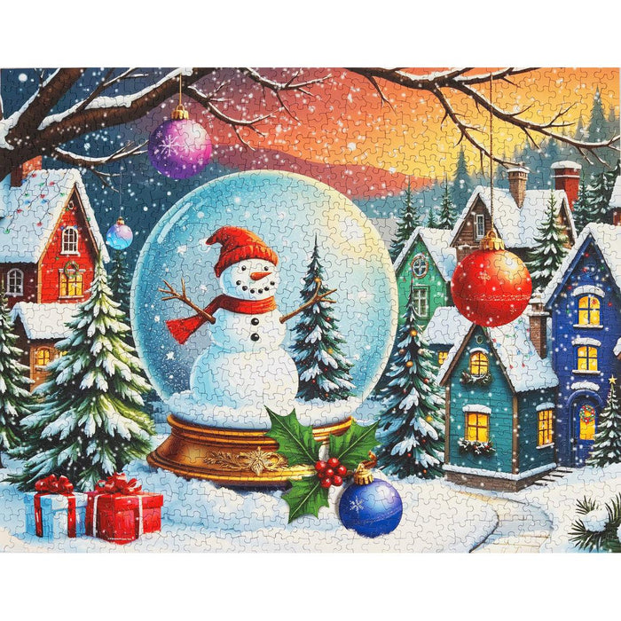 Snowman Snow Globe 1000 Piece Jigsaw Puzzle Springbok - for just $19.99! 