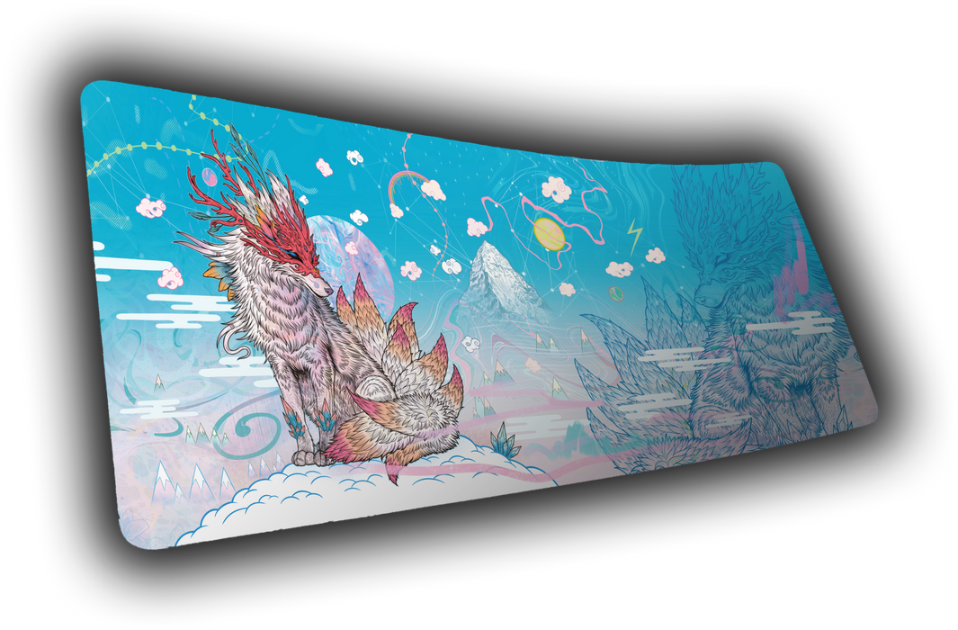 "Snowveil Kitsune" — Epic Desk Originals Deskmat - for just $49.95! 