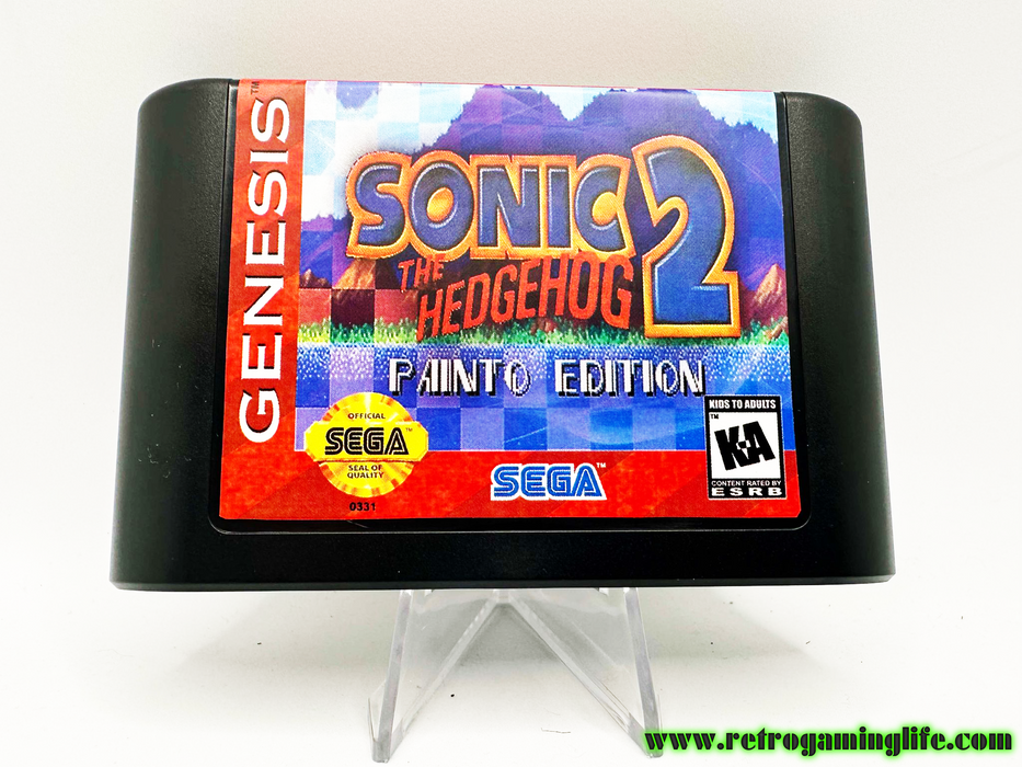 Sonic 2 Painto Edition Sega Genesis Reproduction Video Game Cart - for just $19.99! 