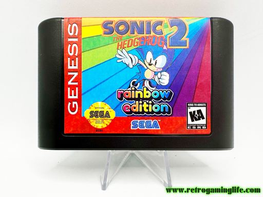 Sonic the Hedgehog 2 Rainbow Edition Sega Genesis Reproduction Video Game Cart - for just $19.99! 