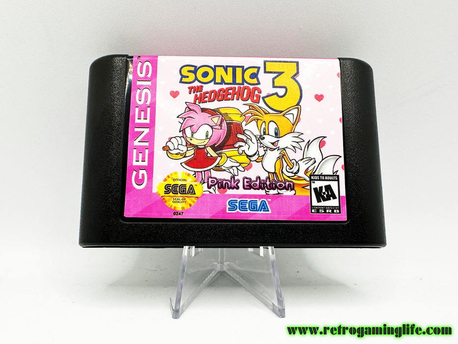 Sonic the Hedgehog 3 Pink Edition Sega Genesis Repro Game Cart - for just $29.99! 