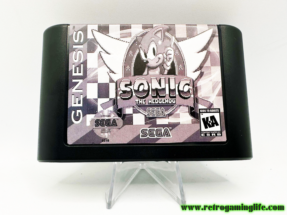 Sonic the Hedgehog Black and White World Sega Genesis Reproduction Video Game Cart - for just $19.99! 