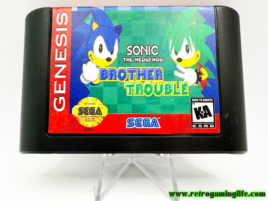 Sonic the Hedgehog Brother Trouble Sega Genesis Reproduction Video Game Cart - for just $19.99! 