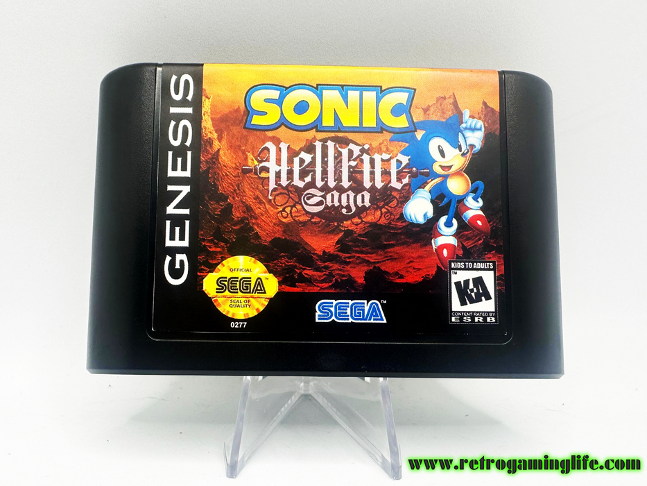 Sonic Hellfire Saga Sega Genesis Reproduction Video Game Cart - for just $19.99! 