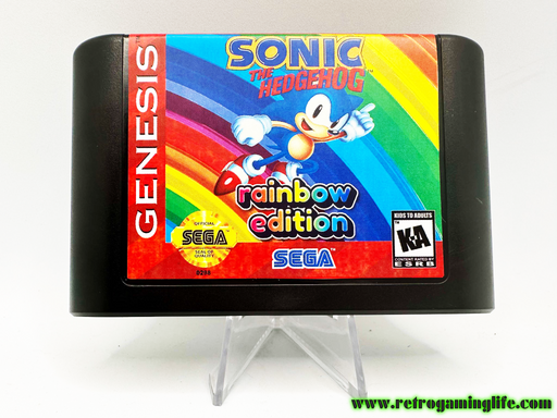 Sonic the Hedgehog Rainbow Edition Sega Genesis Reproduction Video Game Cart - for just $19.99! 