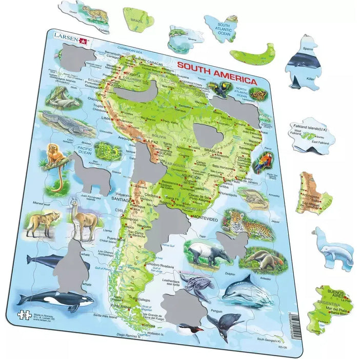 South America Topographic Map 65 Piece Tray Jigsaw Puzzle Larsen - for just $11.99! 
