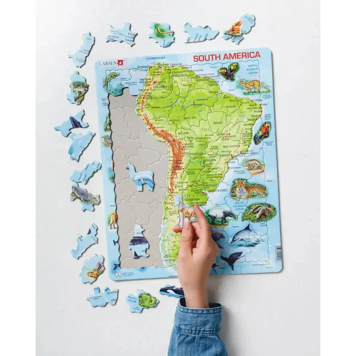 South America Topographic Map 65 Piece Tray Jigsaw Puzzle Larsen - for just $11.99! 
