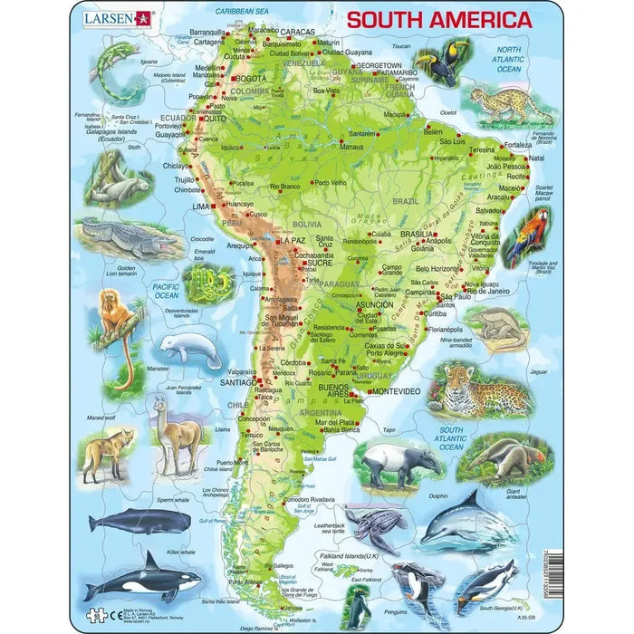 South America Topographic Map 65 Piece Tray Jigsaw Puzzle Larsen - for just $11.99! 
