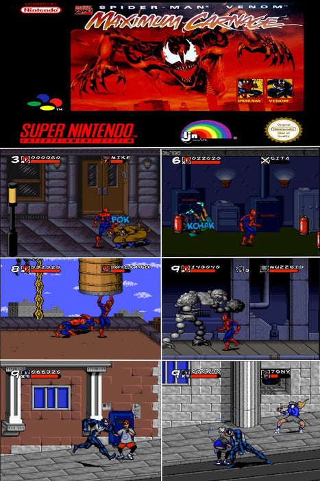 Spider-Man and Venom Maximum Carnage SNES Video Game Super Nintendo 1995 - for just $22.99! 