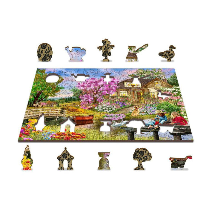 Springtime Cottage 200 Piece Wood Jigsaw Puzzle Wooden City - for just $19.99! 