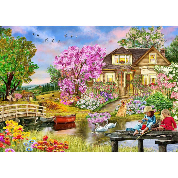Springtime Cottage 200 Piece Wood Jigsaw Puzzle Wooden City - for just $19.99! 