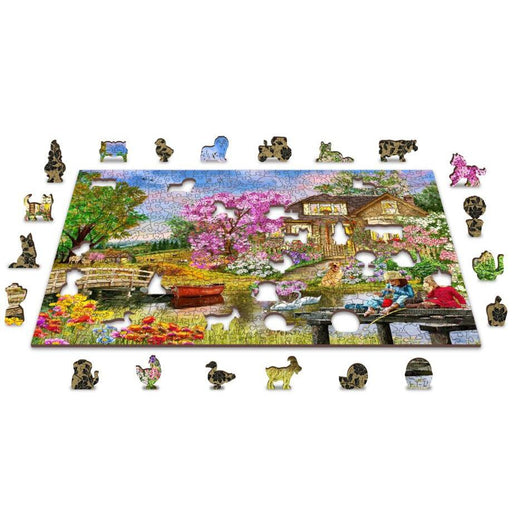 Springtime Cottage 505 Piece Wood Jigsaw Puzzle Wooden City - for just $27.99! 