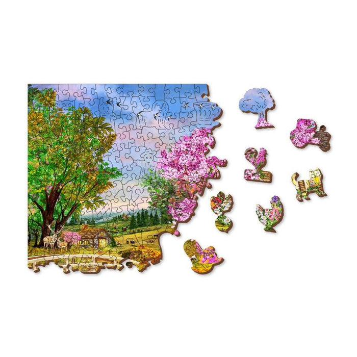 Springtime Cottage 505 Piece Wood Jigsaw Puzzle Wooden City - for just $27.99! 
