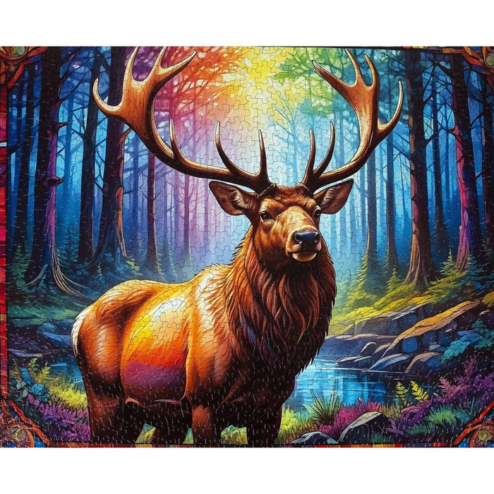 Stain Glass Elk 1000 Piece Jigsaw Puzzle Springbok - for just $19.99! 