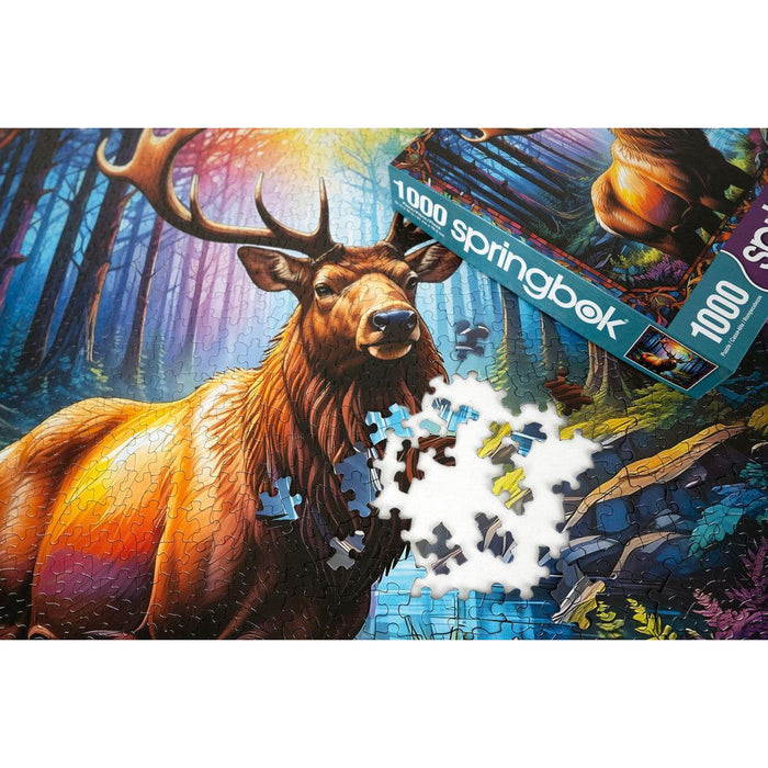 Stain Glass Elk 1000 Piece Jigsaw Puzzle Springbok - for just $19.99! 