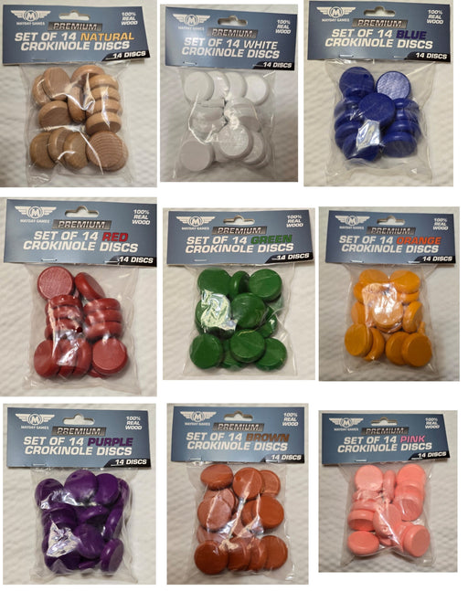14 Crokinole Discs + 1 Peg in our Premium Version 10 Colors to Choose From! - for just $9.95! 