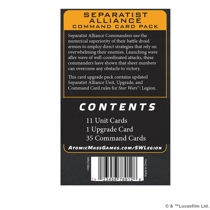 Star Wars Legion: Separatist Alliance Command Card Pack - for just $17.99! 