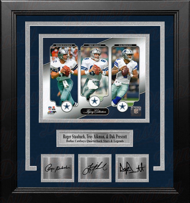 Roger Staubach, Troy Aikman & Dak Prescott Dallas Cowboys 8x10 Framed Photo with Engraved Autographs - for just $79.99! 