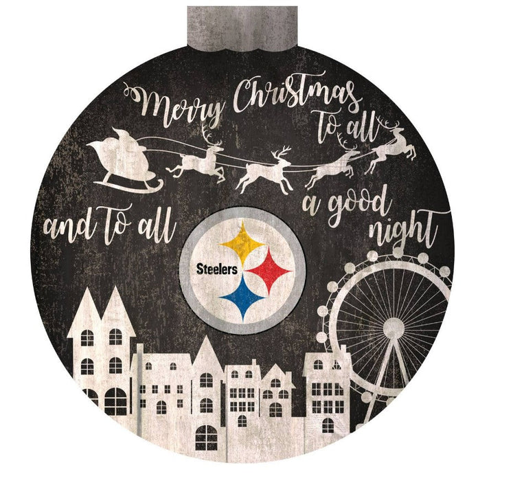 Pittsburgh Steelers 12" Christmas Village Wall Art Wood Sign - for just $12.99! 