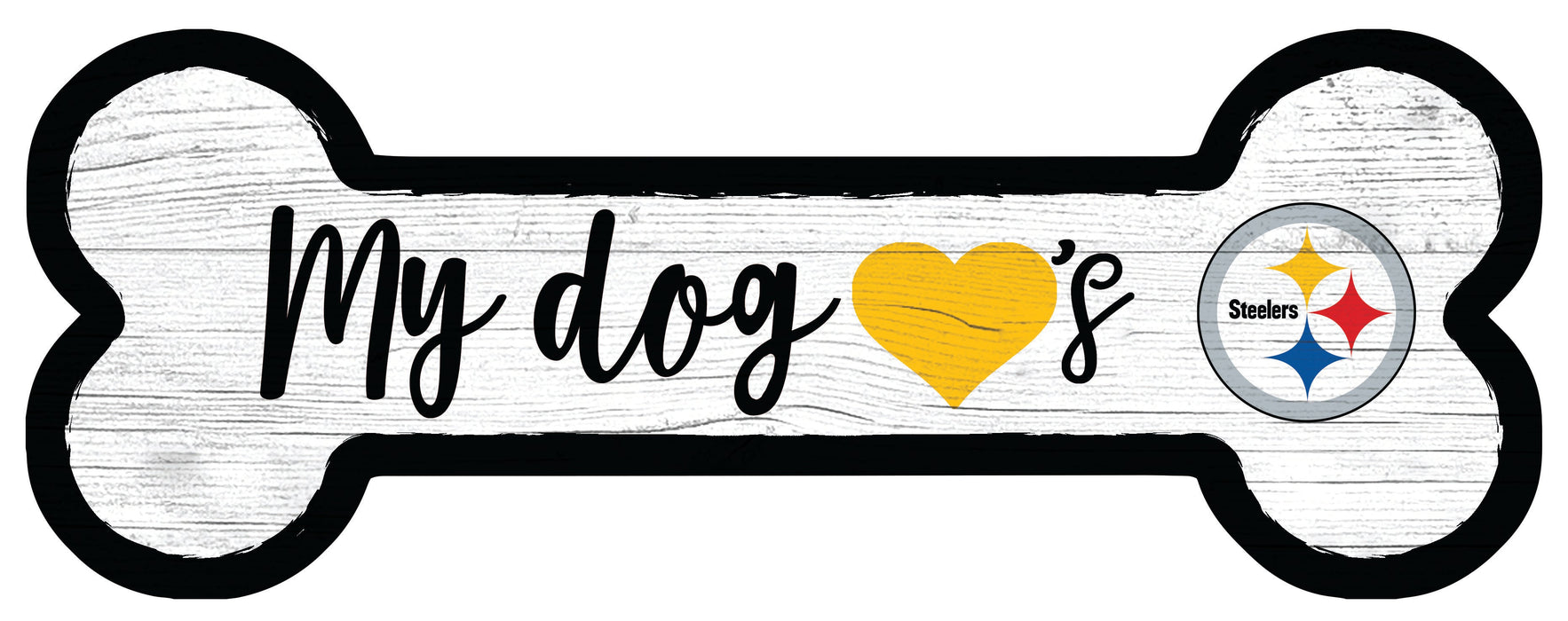 Pittsburgh Steelers Football Dog Bone White Wooden Sign - for just $12.99! 