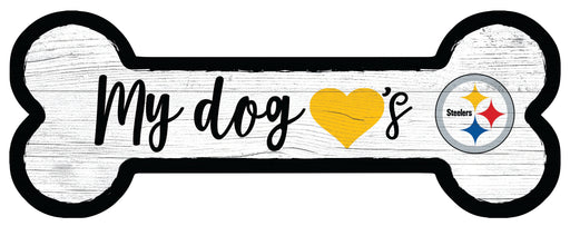 Pittsburgh Steelers Football Dog Bone White Wooden Sign - for just $12.99! 
