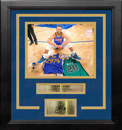 Steph Curry 3-Point Record Jerseys Golden State Warriors 8x10 Framed Photo with Engraved Autograph - for just $79.99! 