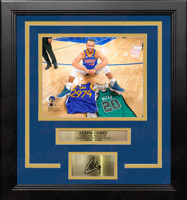 Steph Curry 3-Point Record Jerseys Golden State Warriors 8x10 Framed Photo with Engraved Autograph - for just $79.99! 