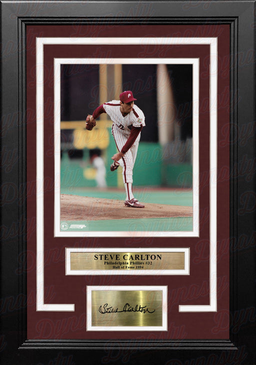 Steve Carlton in Action Philadelphia Phillies 8" x 10" Framed Baseball Photo with Engraved Autograph - for just $79.99! 