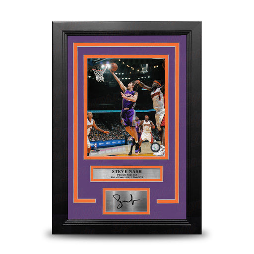 Steve Nash in Action Phoenix Suns 8" x 10" Framed Basketball Photo with Engraved Autograph - for just $79.99! 