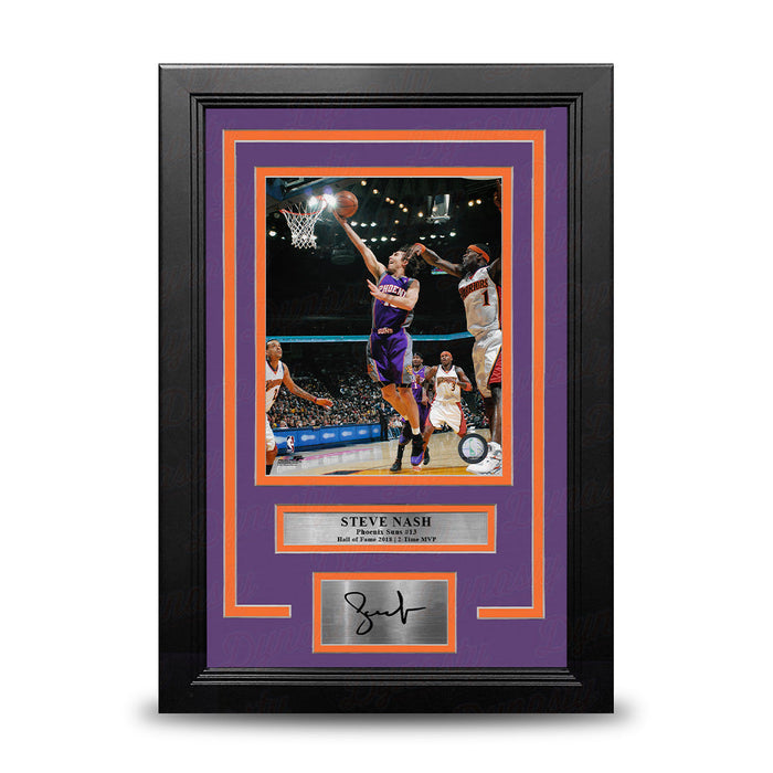 Steve Nash in Action Phoenix Suns 8" x 10" Framed Basketball Photo with Engraved Autograph - for just $79.99! 