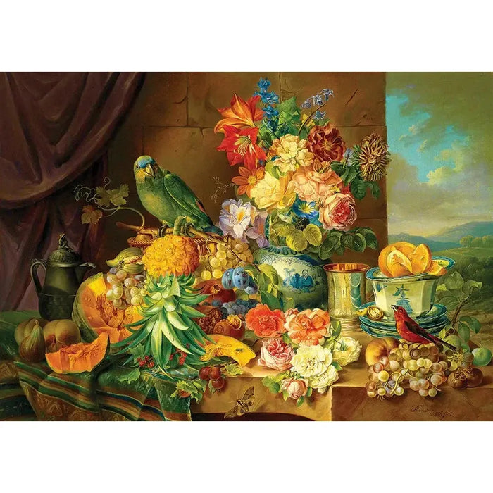 Still Life with Fruit Flowers & Parrot 1000 Piece Jigsaw Puzzle Enjoy - for just $24.99! 