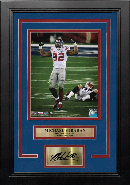 Michael Strahan Over Brady Super Bowl XLII NY Giants 8x10 Framed Photo with Engraved Autograph - for just $79.99! 