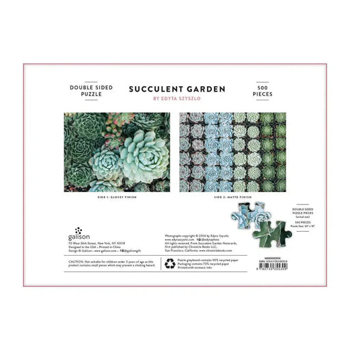 Succulent Garden Double-Sided 500 Piece Jigsaw Puzzle Galison - for just $17.99! 