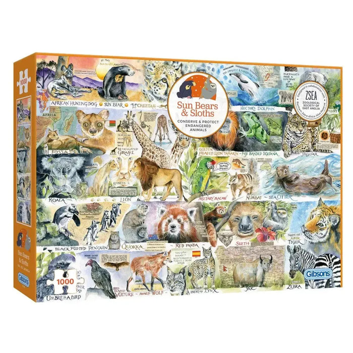 Sun Bears & Sloths 1000 Piece Jigsaw Puzzle Gibsons - for just $24.99! 