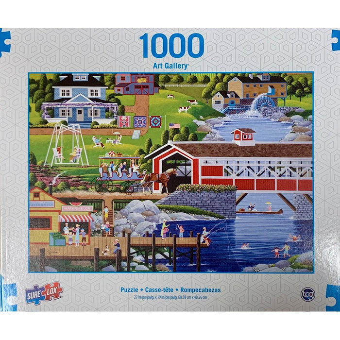 Sunday at the Covered Bridge Art Gallery 1000 Piece Jigsaw Puzzle Sure Lox - for just $14.99! 