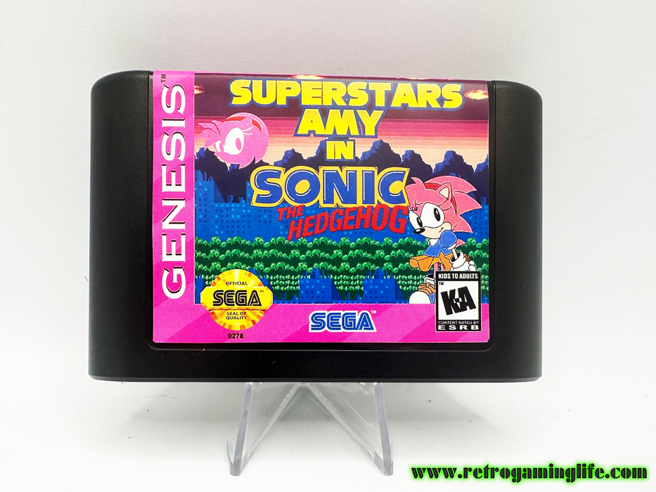 Superstars Amy in Sonic The Hedgehog Reproduction Sega Genesis Video Game Cart - for just $19.99! 