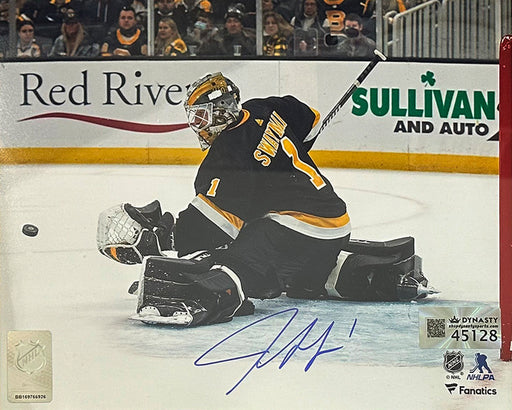 Jeremy Swayman Glove Save Boston Bruins Autographed 16" x 20" Hockey Photo - for just $119.99! 
