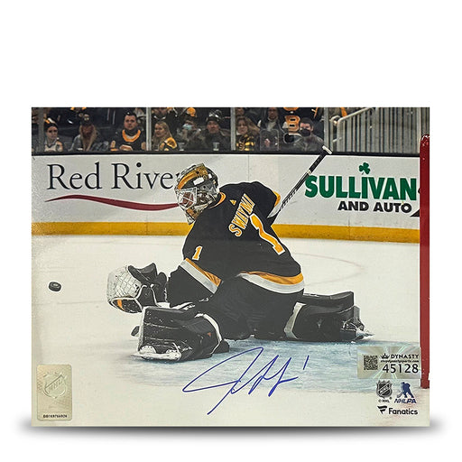 Jeremy Swayman Glove Save Boston Bruins Autographed 16" x 20" Hockey Photo - for just $119.99! 