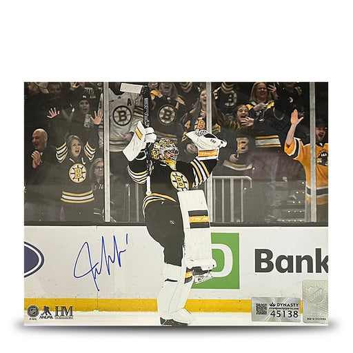 Jeremy Swayman Celebration Boston Bruins Autographed 16" x 20" Hockey Photo - for just $119.99! 