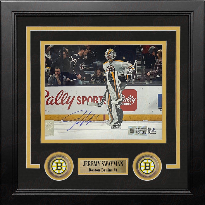 Jeremy Swayman Warming Up Boston Bruins Autographed 8" x 10" Framed Hockey Photo - for just $119.99! 