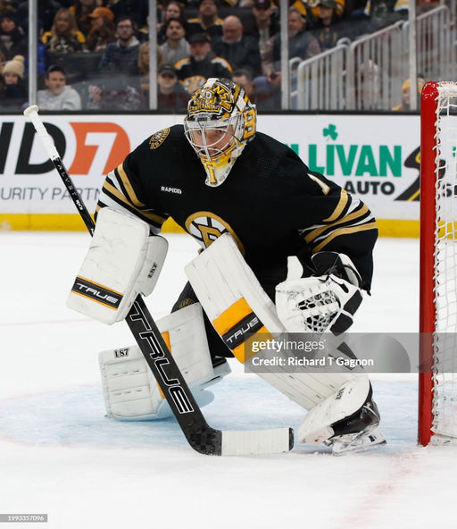 Jeremy Swayman Boston Bruins Goalie In Net 8" x 10" Hockey Photo - for just $9.99! 