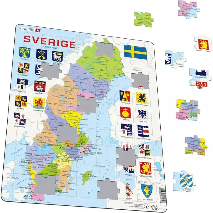 Sweden Map 70 Piece Tray Jigsaw Puzzle Larsen - for just $11.99! 